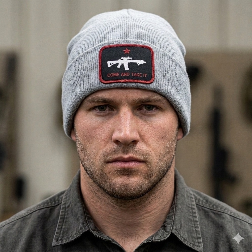 Howitzer Beanie Mens OS Heather Grey New Come And Take It Patriot MFG CV1012